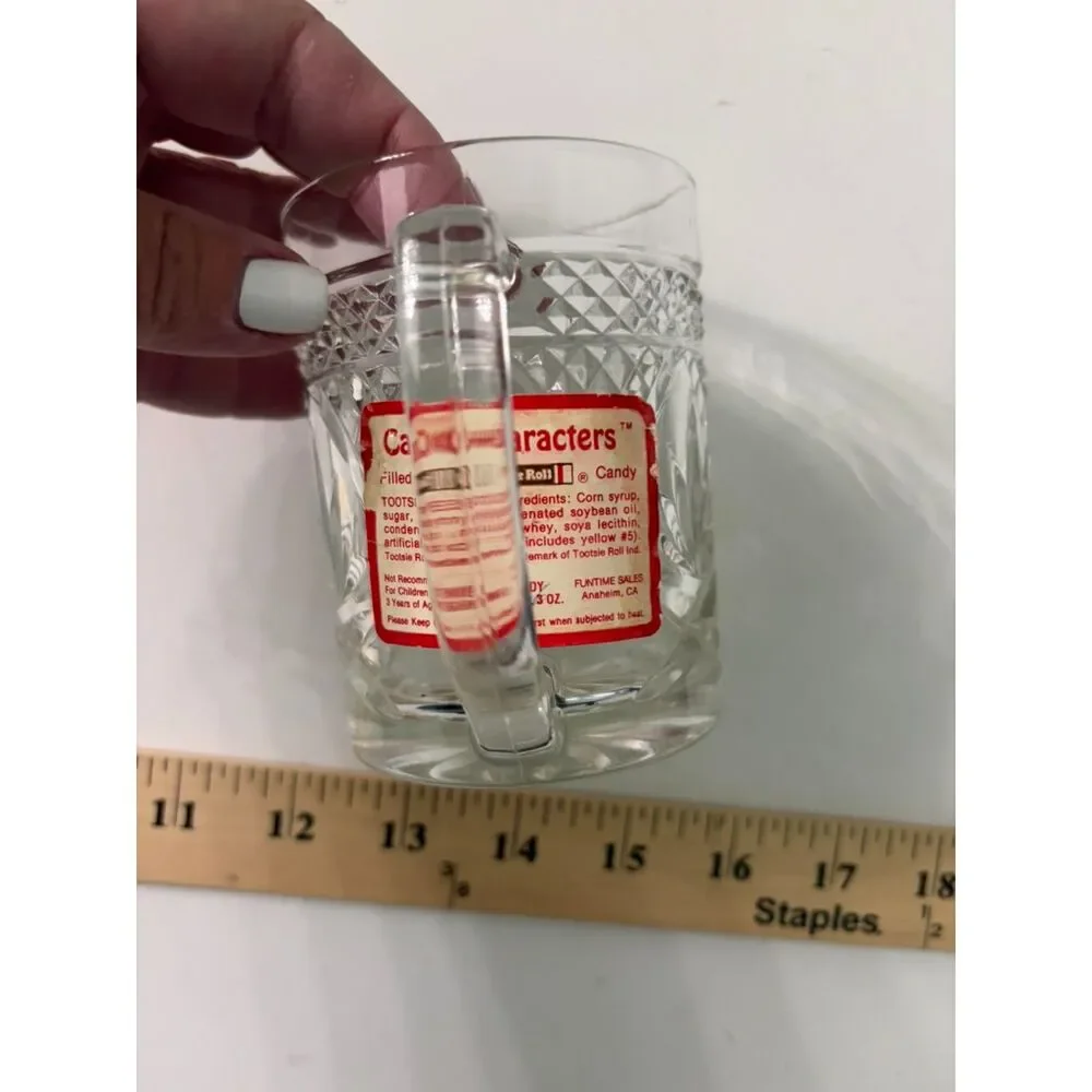 vtg clear glass mini beer mug shot glass with diamond cut pattern